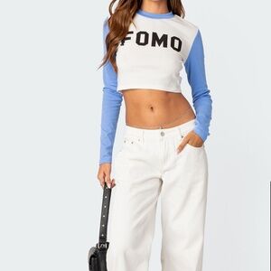 Edikted Blue and White Crop Top